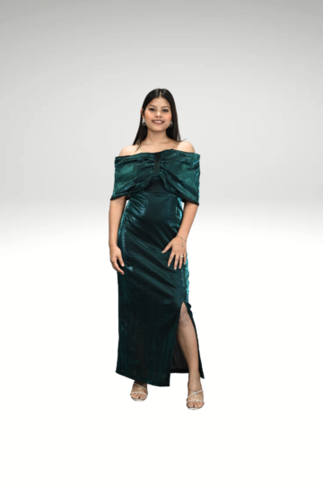 Enchanted Forest: The Off-Shoulder Rama Green Long Dress