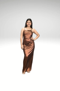 Bronze Allure: The Body Fit Long Brown Gown