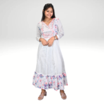 Ivory Blossom: White Floral Anarkali Kurta