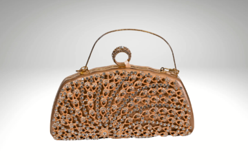 Golden Enigma: Luxurious Golden Purse with Intricate Clutch Work | Surbhi's Couture