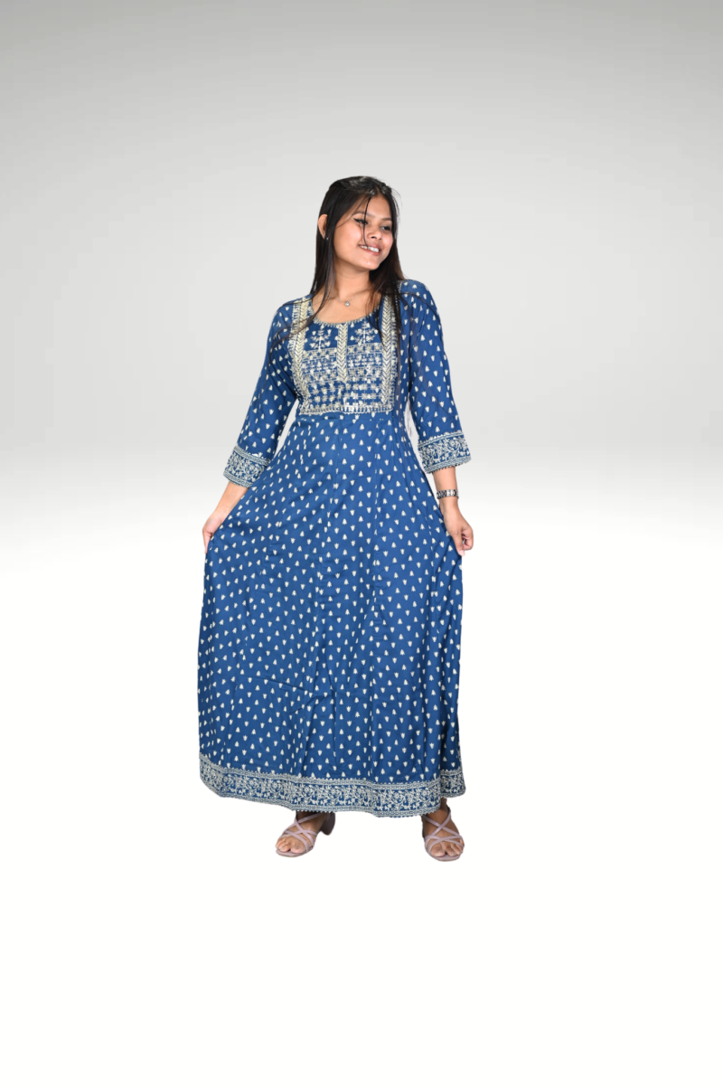 Azure Grace: The Blue Anarkali Suit