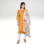 Sunny Elegance: Yellow Suit with White Dupatta