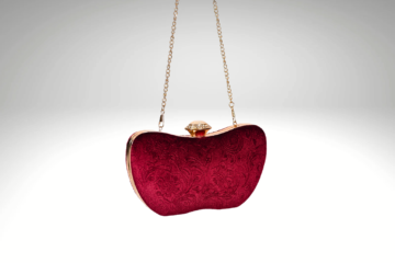 Velvet Rose Ember: Pink and Maroon Purse with Luxurious Velvet Clutch Work | Surbhi's Couture