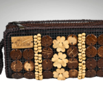 Bronzed Elegance: Brown Wallet with Sophisticated Button Work | Surbhi's Couture