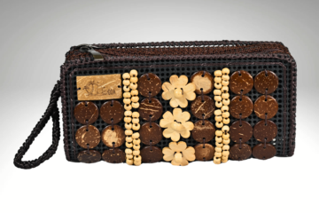 Bronzed Elegance: Brown Wallet with Sophisticated Button Work | Surbhi's Couture