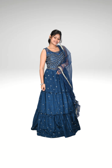 Sapphire Splendor: The Blue Tara-Buti Work Lehenga