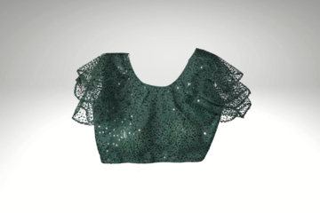 Emerald Whisper Blouse - Luxurious Green Net Fabric | Surbhi's Couture