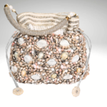 Ocean Whisper: Elegant White Purse with Sea Stone Accents